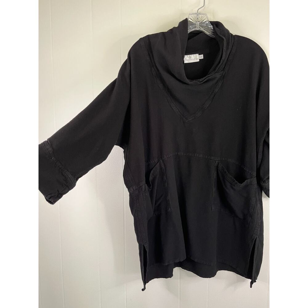 Vintage Soft Surroundings Black Cowl Neck Tunic Top Small Medium Oversized Baggy - Picture 3 of 13
